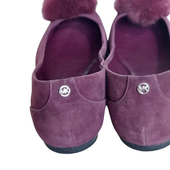 Michael Kors Remi Deep Purple Suede Pompom Flats - Picture 5 of 14
